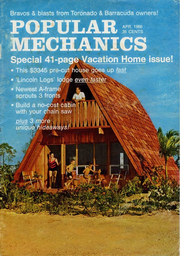 The patented Lindal A-Frame on the cover of  a 1966 issue of Popular Mechanics