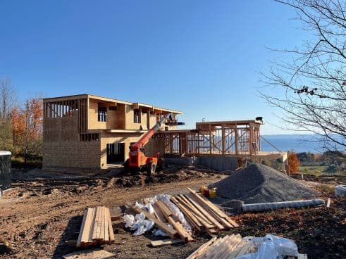 A Lindal home under construction in Michigan.